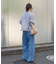 袖タック7分袖ストライプシャツ
