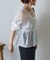 シアーティアード長袖ブラウス