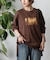 箔プリント袖リブ長袖Tシャツ