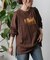 箔プリント袖リブ長袖Tシャツ