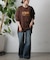 箔プリント袖リブ長袖Tシャツ