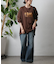 箔プリント袖リブ長袖Tシャツ