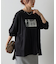 箔プリント袖リブ長袖Tシャツ