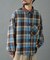 先染めチェック袖ギャザーBIGシャツ