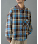 先染めチェック袖ギャザーBIGシャツ
