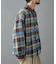 先染めチェック袖ギャザーBIGシャツ