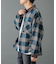 先染めチェック袖ギャザーBIGシャツ
