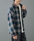 先染めチェック袖ギャザーBIGシャツ