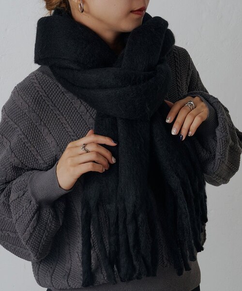 LOCALLY ウールマフラー ダークグレー リバイバル】無地フェイクウールマフラー｜コロニートゥーワン