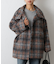 シャギーチェックスタンドカラーコート