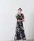 モノトーンフラワープリントワンピース