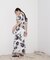 モノトーンフラワープリントワンピース
