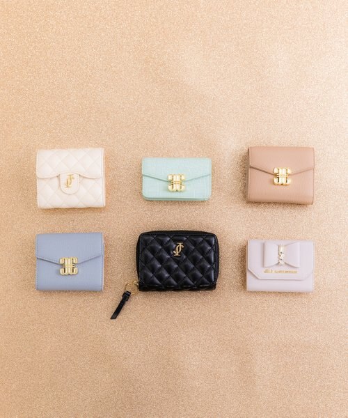✨極美品✨ ジルバイジルスチュアート 三つ折り 財布　ビジュー リボン　ベージュ ◇リボンビジューウォレットシリーズ ミニ財布｜ジルバイジル