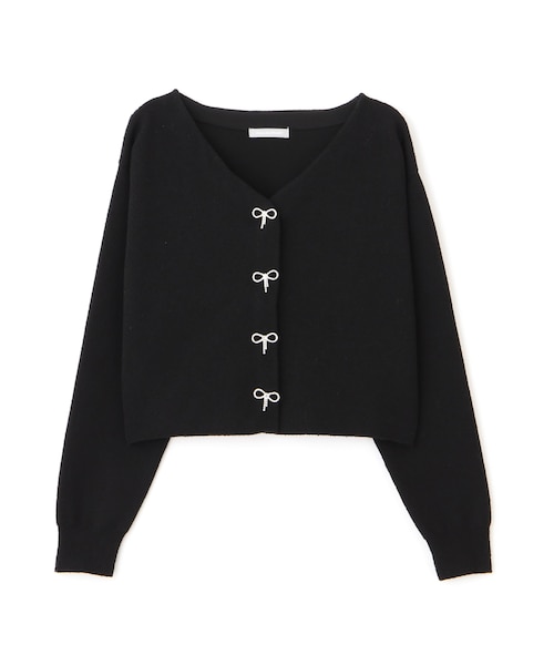 JILL by JILLSTUART - 美品JILLbyJILLSTUARTリボンビジューショートカーディガン2 リボンビジューショートカーディガン2｜ジルバイジル