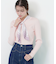 幾何チェック柄スカーフ付きリブニット