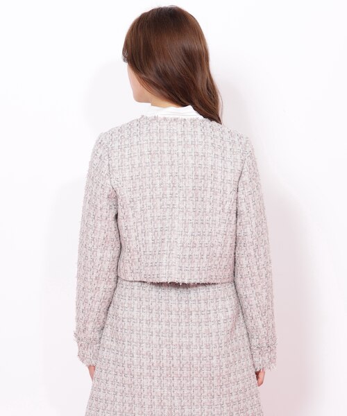 【あん】美品♡JUSGLITTY ツイードCPOジャケット JUSGLITTY ラメツイードニットジャケット（店舗限定）特殊