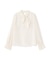 袖タックシアーボウタイブラウス
