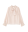袖タックシアーボウタイブラウス