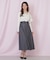 ベルト付き配色ステッチフレアスカート