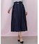 ベルト付き配色ステッチフレアスカート