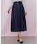 ベルト付き配色ステッチフレアスカート