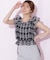 シャーリングシアーリングチェックブブラウス