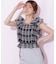 シャーリングシアーリングチェックブブラウス