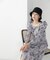 スクエアネックフラワープリントワンピース