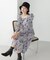 スクエアネックフラワープリントワンピース