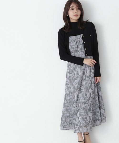 ニュアンスカットジャガードキャミワンピース｜ナチュラル