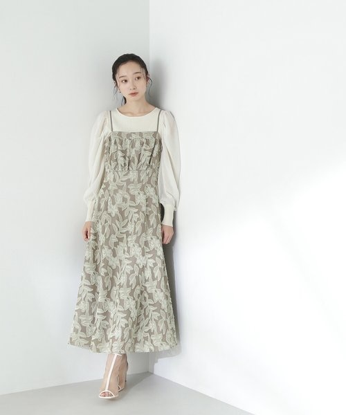 ★新品未使用★24ssナチュラルビューティーベーシック　★ジャガードワンピース ジャガードキャミワンピース | ナチュラルビューティー