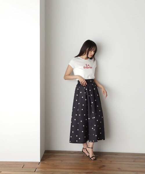 PICTURES ピクチャーズ フレアスカート ロング ドット水玉 ジャガード PICTURES ピクチャーズ フレアスカート ロング ドット水玉