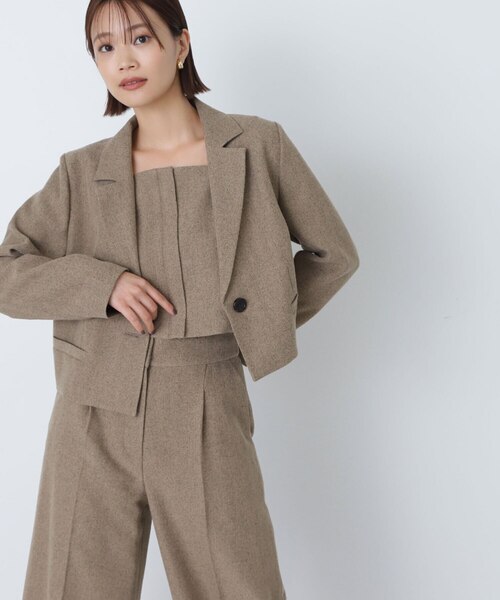 NATURAL BEAUTY BASIC ツイーディーセットアップ M ツイーディーセットアップ＞ビスチェ＆ワイドパンツ｜ナチュラル