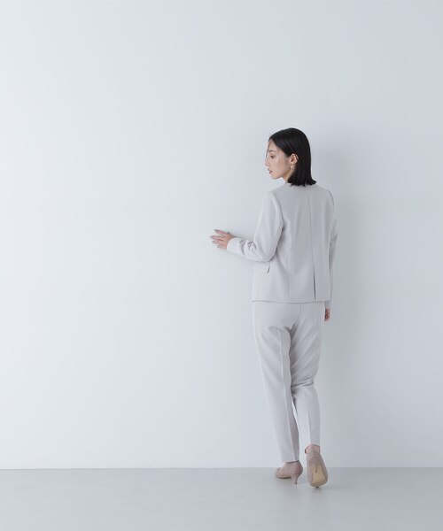 ファインストレッチ SET UP ノーカラージャケット｜ナチュラル