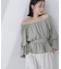 メッシュペプラムギャザーブラウス