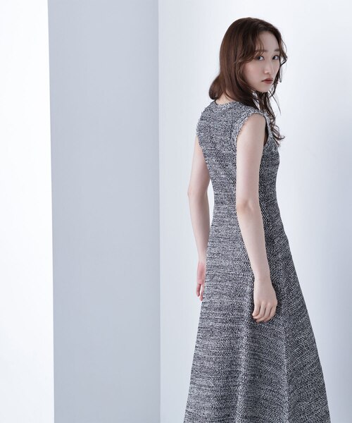 フリンジツイードニットワンピース｜ナチュラルビューティーベーシック