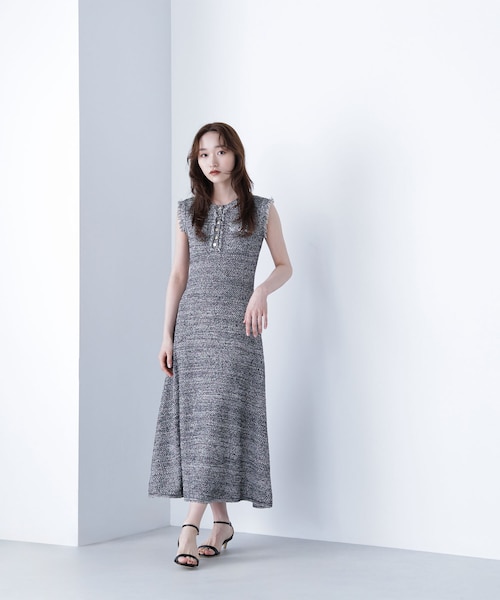 NATURAL BEAUTY BASIC フリンジツイードニットワンピース フリンジツイードニットワンピース | NATURAL BEAUTY BASIC