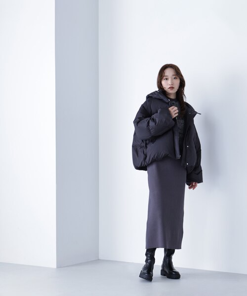 ナチュラルビューティーベーシック ショートフードダウン　24AW ブラック　М 楽天市場】2wayショートダウン 24AW NATURAL BEAUTY BASIC