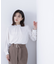 バイカラーフリルネックブラウス