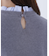 ストライプフリルネックニット