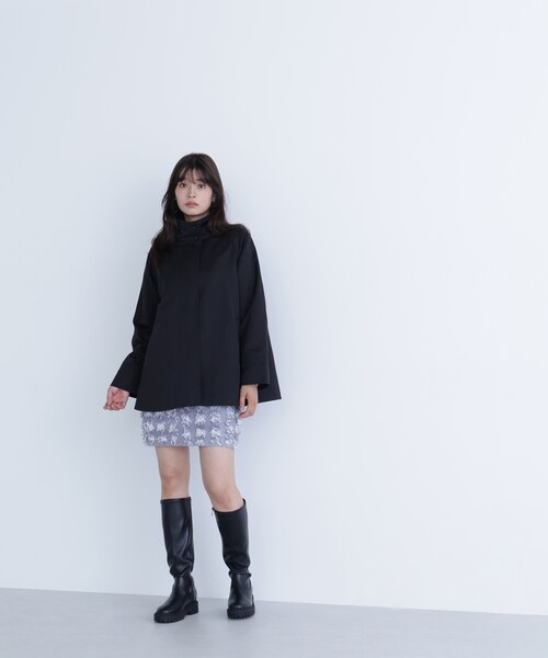 美品 23区 撥水加工ゆったりメモリータフタ スタンドネックネイビー 44 スタンドネックテントラインブルゾン｜ナチュラルビューティー