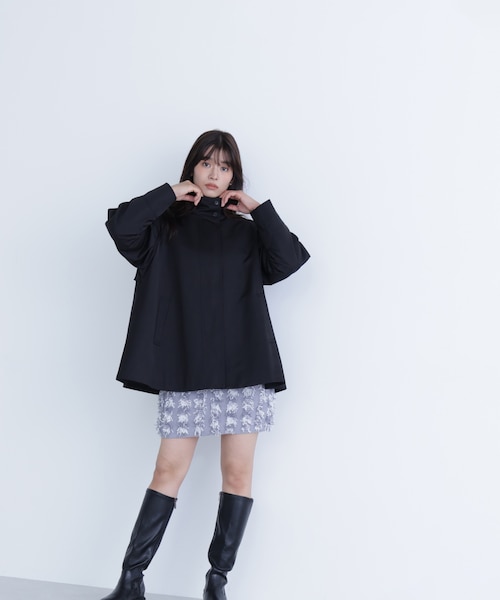 【美品】♡IENA テントラインフードブルゾン（ブラック）♡ スタンドネックテントラインブルゾン｜ナチュラルビューティー