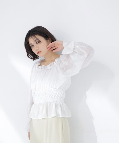 フラワージャガードブラウス｜ナチュラルビューティーベーシックの通販