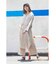 ◆麻調合繊フロントボタンタックワイドパンツ