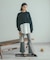 ◇《Sシリーズ対応商品》内スリットベルボトムデニムパンツ