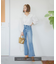 ◇《Sシリーズ対応商品》内スリットベルボトムデニムパンツ