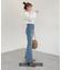 ◇《Sシリーズ対応商品》内スリットベルボトムデニムパンツ