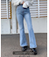 ◇《Sシリーズ対応商品》内スリットベルボトムデニムパンツ