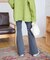 [Sシリーズ対応商品]内スリットベルボトムデニムパンツ
