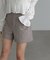 [低身長サイズ／Sシリーズ]先染めチェックベルト付きショートパンツ